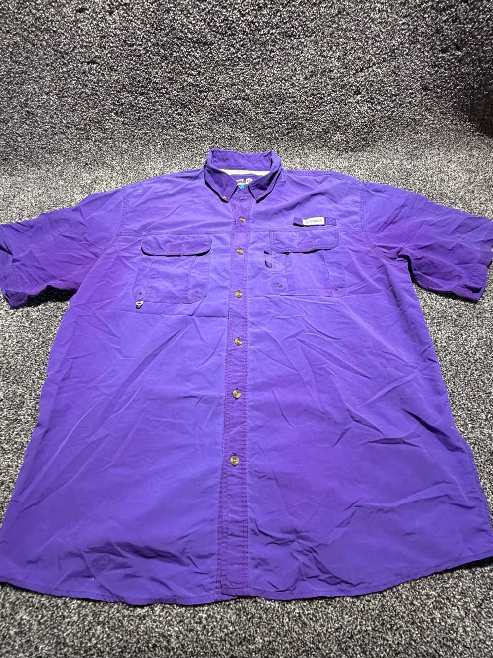 Magellan Men's Short Sleeve Purple Button-Down Vented Fishing Shirt XXL